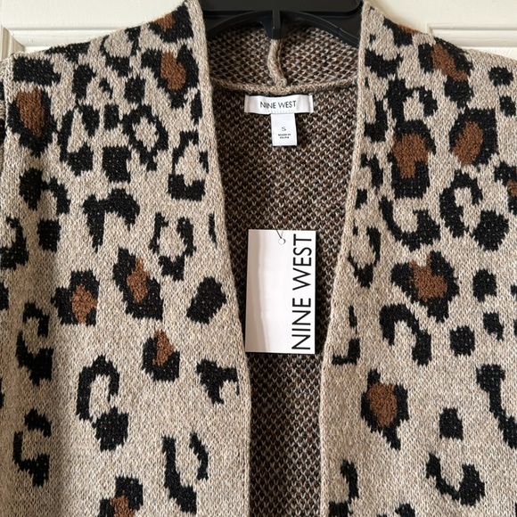 NWT Nine West duster cardigan, leopard print. Size small. - Picture 2 of 4